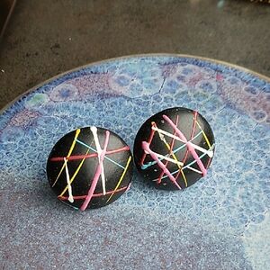 80s Vintage Colorful Geometric Stud Earrings